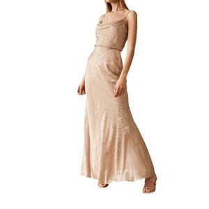 Jenny Yoo Dress 2 Dahlia Gemma Maxi Dress Satin Burnout Formal Bridal
